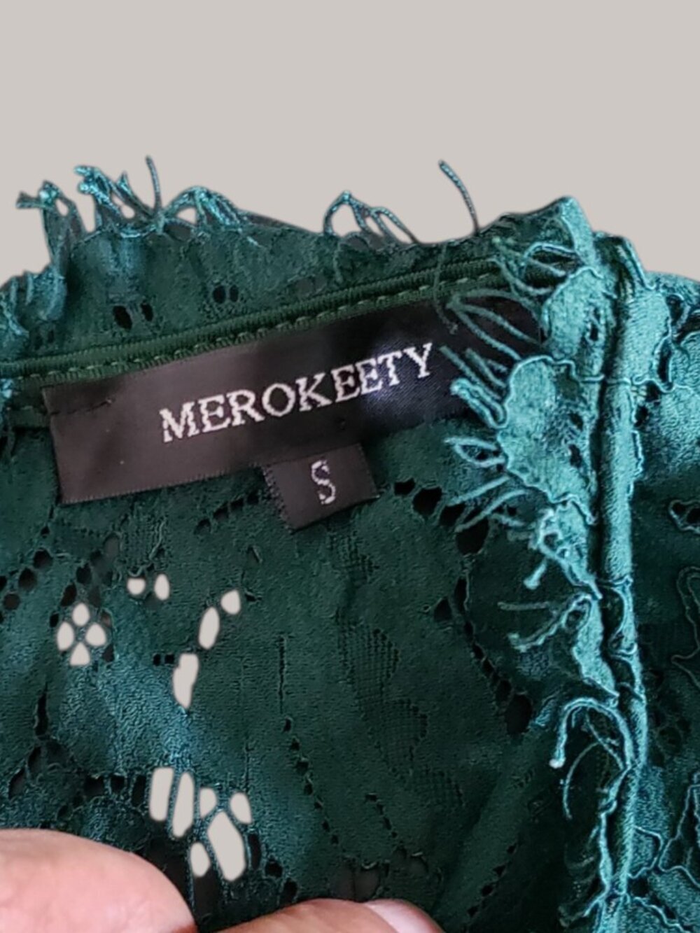 Merokeety Womens Lace Sheath Midi Dress Scalloped Hem Emerald Green Small - Picture 4 of 15